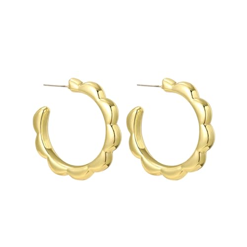 1 Paar Damen Creolen Charms Ohrringe Acryl Retro Design für Hochzeit Abschlussball Party Geschenk- Blütenblatt C Kreis 4x4cm von misppro