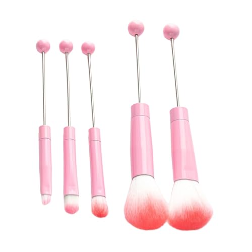 5-teiliges Augenpinsel-Set zum Auftragen von Make-up mit abgewinkeltem Augenbrauen-Werkzeug zum Verblenden von Lidschatten und Augenbrauenformung, Rosa von misppro