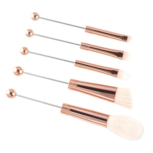 5-teiliges Lidschatten-Pinsel-Set mit Perlen, synthetische Grundierungspinsel-Set mit Aluminiumröhren für Make-up-Anwendung, Weiß von misppro