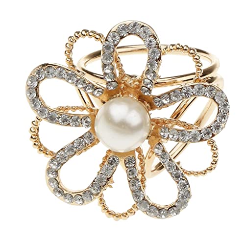 Brosche mit simulierten Perlen und Schnalle, Schmuck mit Kristall-Akzenten, 3,3 x 3,6 cm, Legierung, Schal-Clip-Halter für Damen von misppro