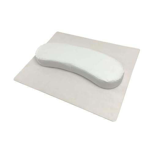 Nagelarmauflage mit Matte, Maniküre-Armlehne, Kissen, PU-Leder, Nagel-Hand-/Ellenbogenauflage für Zuhause, Acrylnägel, 39 x 12 x 5 cm, Weiß von misppro