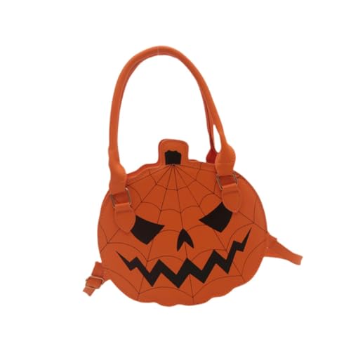 Pumpkin Crossbody Bag Halloween Kreative PU Leder Umhängetasche mit Kürbismuster Design 21 x 20,5 x 9 cm, Orange/Abendrot im Zickzackmuster (Sunset Chevron), one-size von misppro