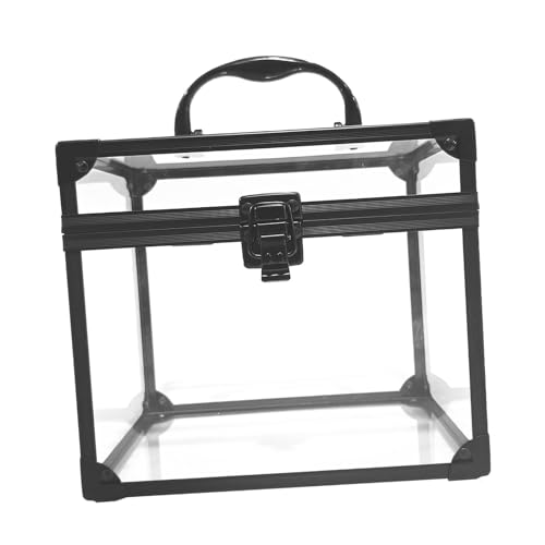 Transparente Kosmetik-Aufbewahrungsbox mit Griff für Make-up-Organizer, große Größe, 20 x 18 x 15 cm, wasserdicht, Aluminiumlegierung, Acryl von misppro