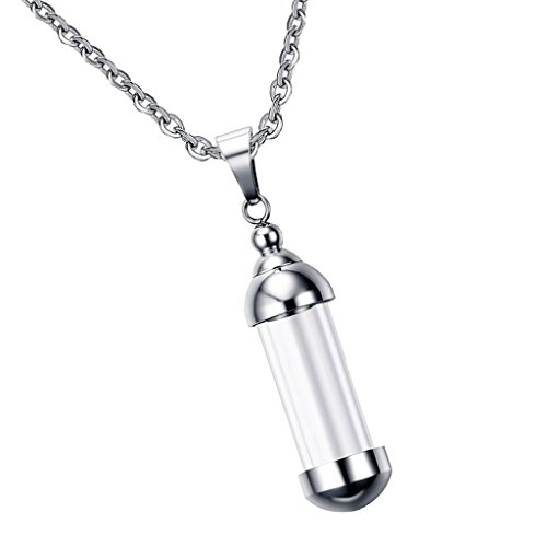 misppro Edelstahl Glas Fläschchen Anhänger Halskette Kette Kremationsschmuck Erinnerungsstück 1.69 x 0.47 inch von misppro