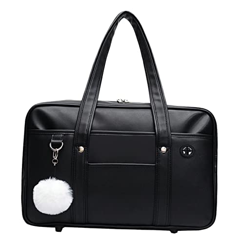 misppro JK Handtasche Einkaufstasche Reißverschluss Reisetasche Japanischer Stil Schultertaschen Schwarz von misppro