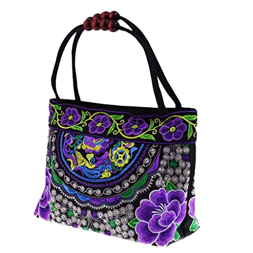 misppro Vintage Damen Handtasche Blumen Totes Stickerei Schultertasche 31 x 51 cm von misppro