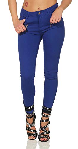 Treggings Jeggings Hüfthose Stretch Slimfit mit Taschen Hose Gr. XS S M L XL, Blau S von miss anna