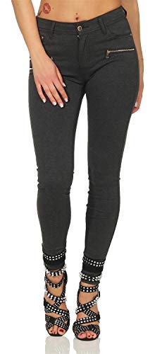 Treggings Jeggings Hüfthose Stretch Slimfit mit Taschen Hose Gr. XS S M L XL, Grafit S von miss anna