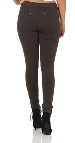 Treggings Jeggings Hüfthose Stretch Slimfit mit Taschen Hose Gr. XS S M L XL, Khaki S von miss anna