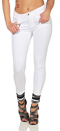 Treggings Jeggings Hüfthose Stretch Slimfit mit Taschen Hose Gr. XS S M L XL, Weiß XS von miss anna