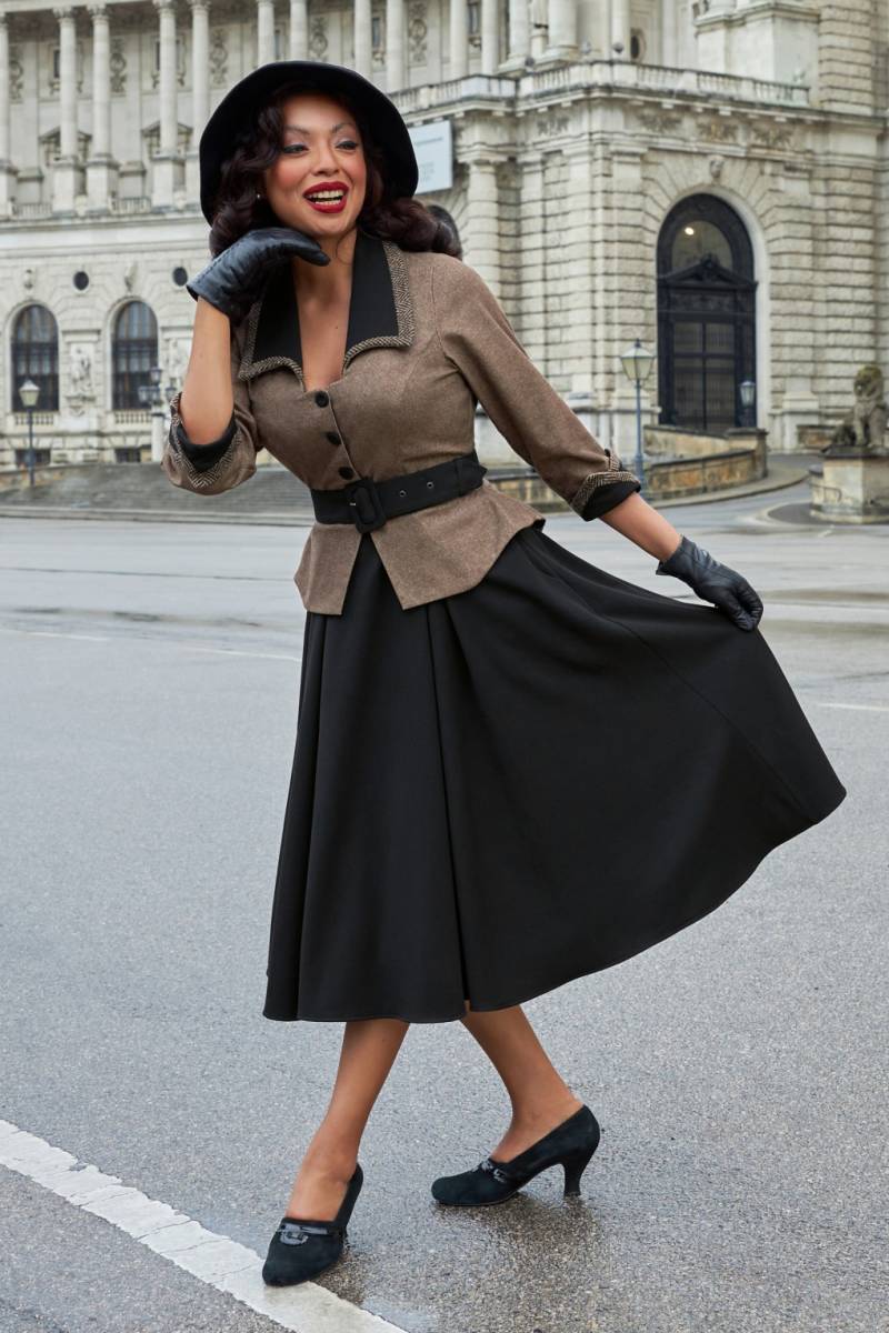 Dianna Lou Flanell Swing Kleid in Schwarz und Braun Dianna Lou Flanell Swing Kleid in Schwarz und Braun von miss candyfloss