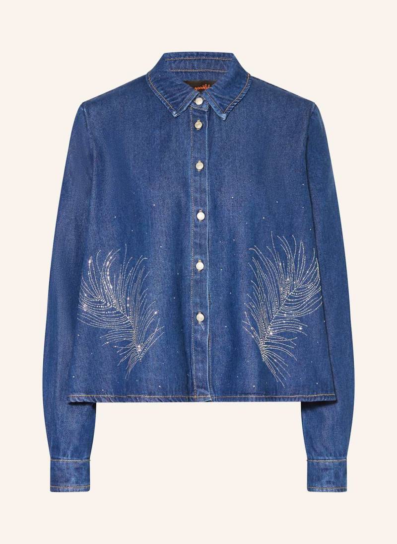 Miss Goodlife Jeansbluse Mit Schmucksteinen blau von miss goodlife