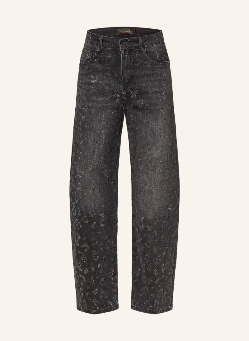 Miss Goodlife Mom Jeans Mit Schmucksteinen grau von miss goodlife