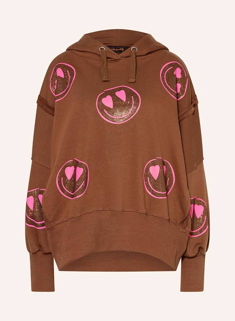 Miss Goodlife Oversized-Hoodie Mit Schmucksteinen braun von miss goodlife