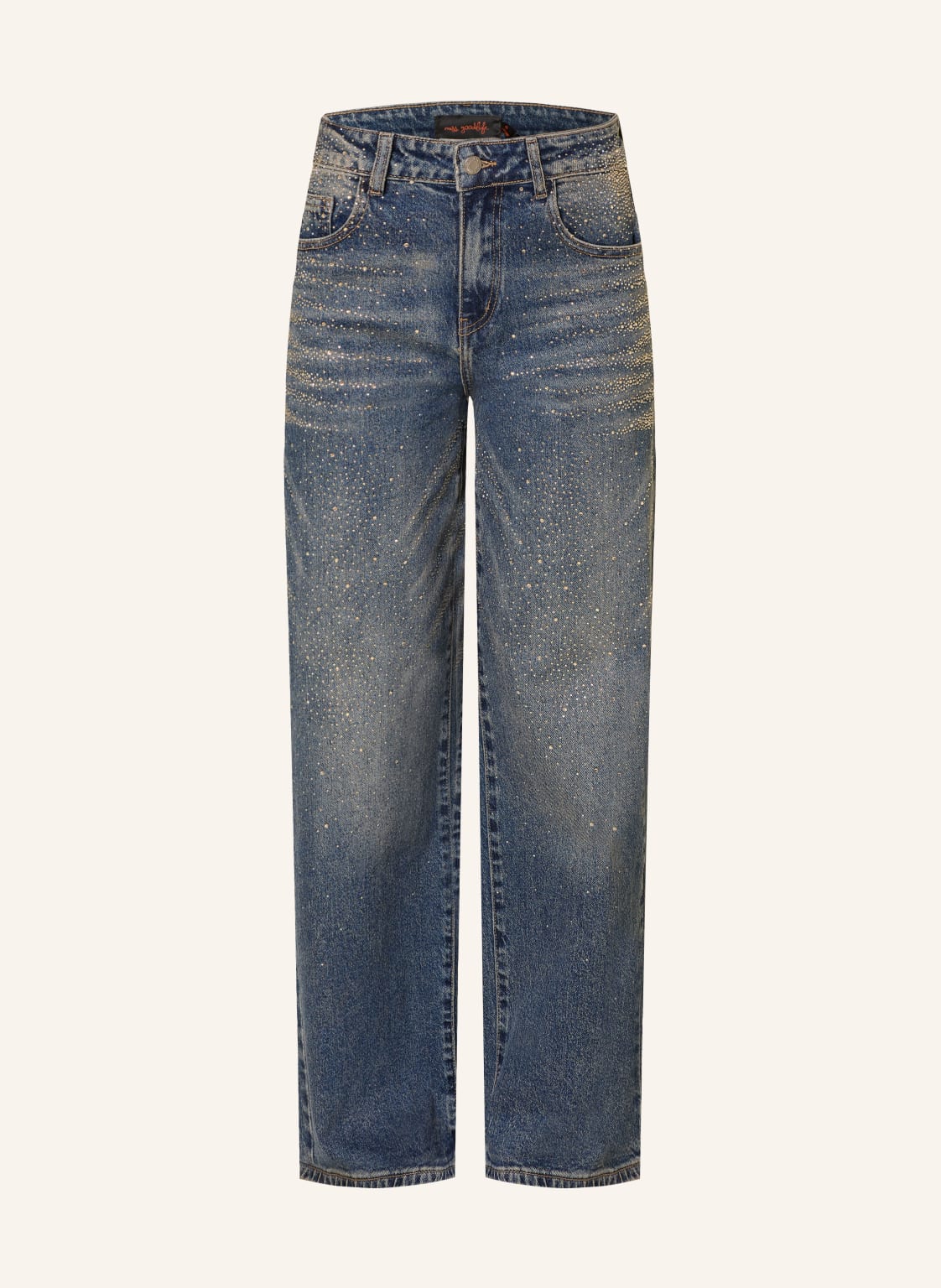 Miss Goodlife Straight Jeans Mit Schmucksteinen blau von miss goodlife