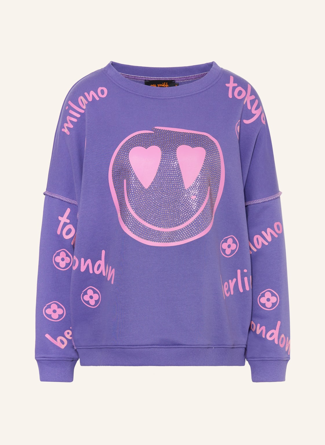 Miss Goodlife Sweatshirt Mit Schmucksteinen lila von miss goodlife