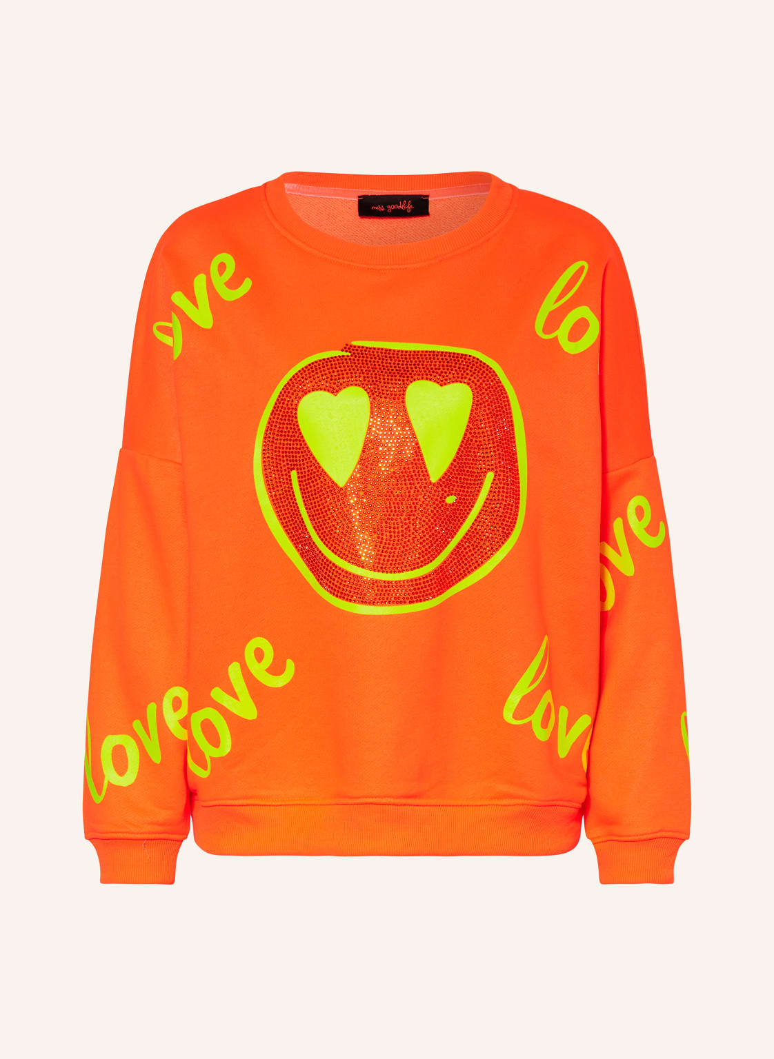 Miss Goodlife Sweatshirt Mit Schmucksteinen orange von miss goodlife