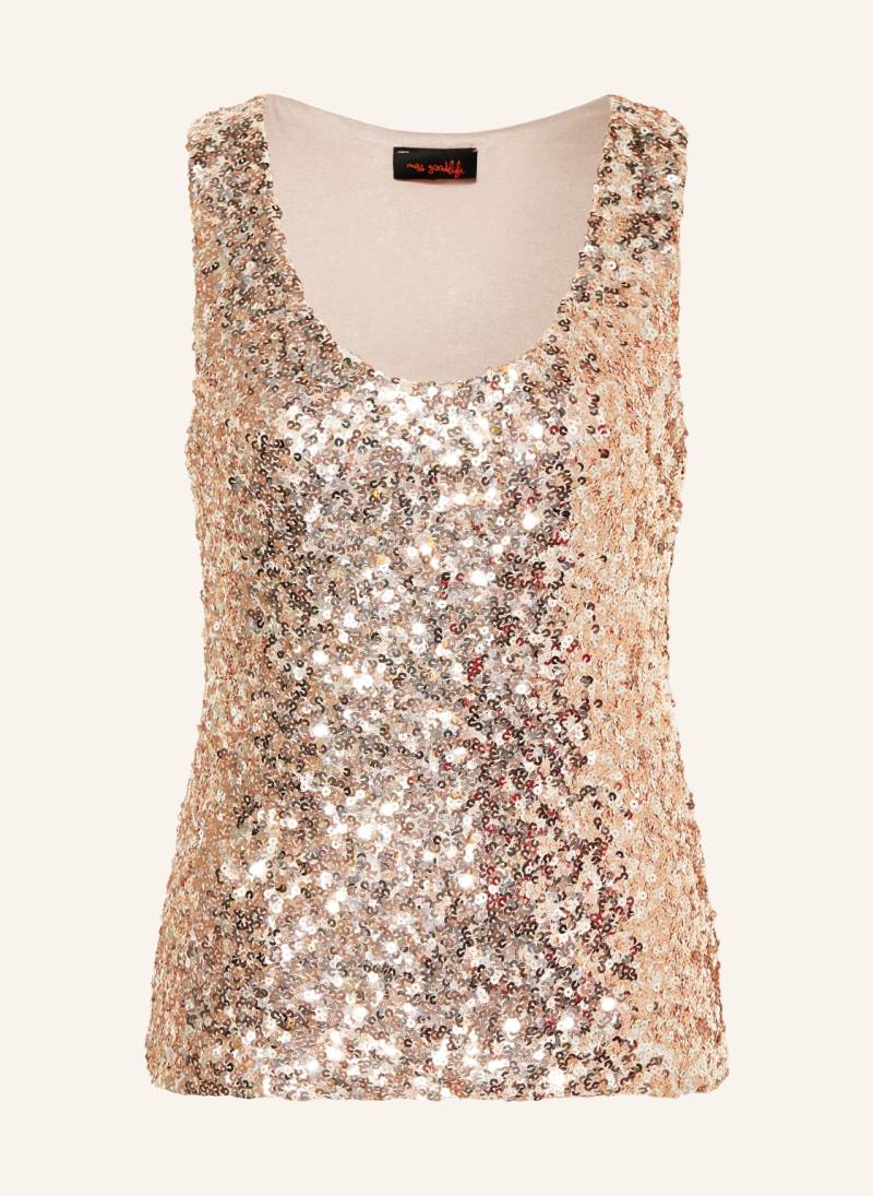 Miss Goodlife Top Mit Pailletten beige von miss goodlife