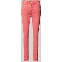 miss goodlife Jeans in unifarbenem Design mit Knopfleiste in Pink, Größe S von miss goodlife