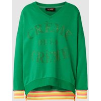 miss goodlife Oversized Sweatshirt mit Strassstein-Statement Modell 'Creme de la Creme' in Gruen, Größe L von miss goodlife