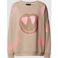 miss goodlife Oversized Sweatshirt mit Strasssteinen Modell 'LOVE' in Sand, Größe M von miss goodlife