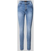 miss goodlife Skinny Fit Jeans mit Knopfleiste in Jeansblau, Größe L von miss goodlife