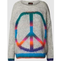 miss goodlife Strickpullover mit Motiv Modell 'RAINBOW PEACE' in Hellgrau, Größe XL von miss goodlife