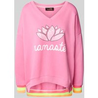 miss goodlife Sweatshirt mit Statement-Print und V-Ausschnitt in Rosa, Größe XL von miss goodlife