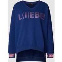 miss goodlife Sweatshirt mit Strasssteinbesatz Modell 'L(I)EBE!' in Marineblau, Größe L von miss goodlife