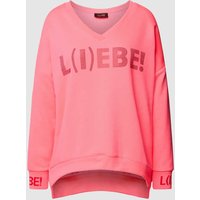 miss goodlife Sweatshirt mit V-Ausschnitt Modell 'L(I)EBE!' in Pink, Größe L von miss goodlife