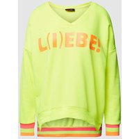 miss goodlife Sweatshirt mit V-Ausschnitt in Neon Gelb, Größe L von miss goodlife
