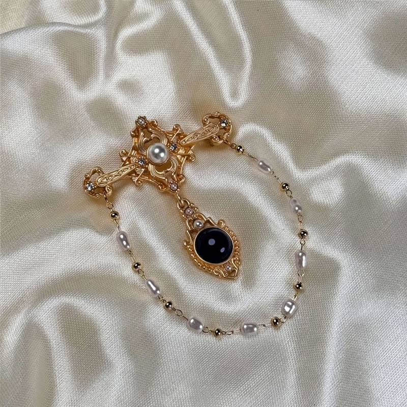 Barocke Perlen Brosche Vintage Hof Stil Krawattennadel von misschatshop