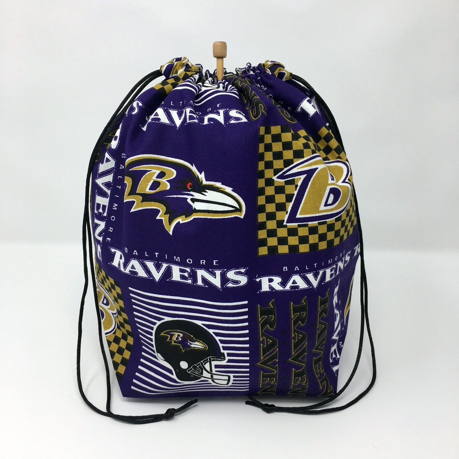 Sale - Baltimore Ravens Football Kordelzug Stricken Häkeln Projekttasche von missfiberfox