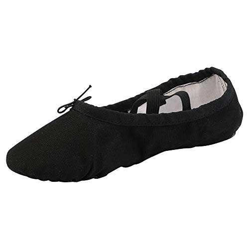 Ballettschuhe Damen Canvas Tanzschuhe Gymnastik Schuhe Geteilte Ledersohle Ballettschläppchen(41, Schwarz) von missfiona