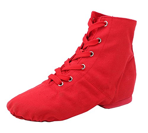 missfiona Damen Canvas Over The Ankle Jazz Dance Boots Schnürung Ballroom Modern Tanzschuhe, rot, 39 EU von missfiona