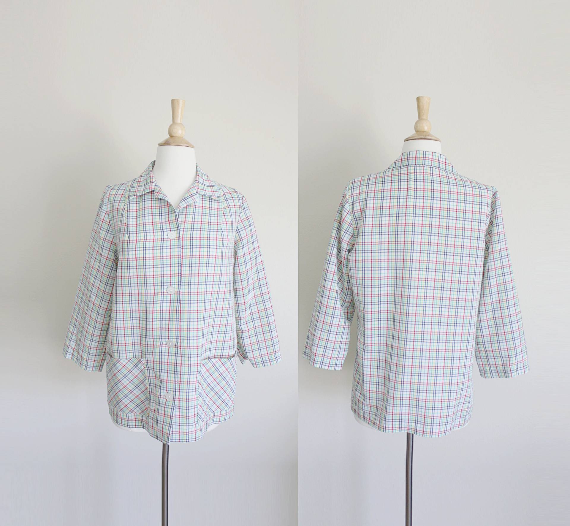 1960S Regenbogen Karierte Chore Patch Pocket Jacke Von Angelica | Klein von missheyday