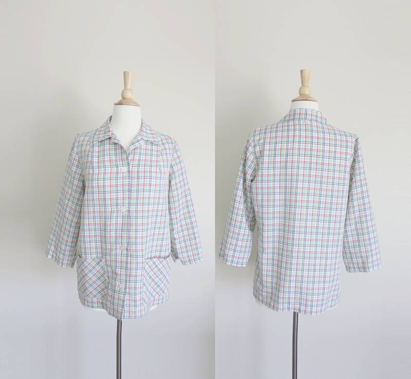 1960S Regenbogen Karierte Chore Patch Pocket Jacke Von Angelica | Klein von missheyday