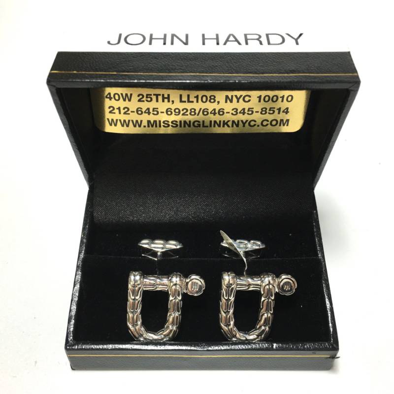 John Hardy Herren Schäkel Sterling Silber Manschettenknöpfe Mit Box Circa 2000's von missinglinknyc