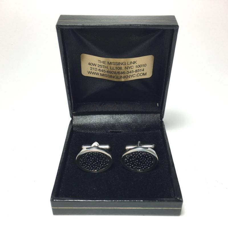 Sterling Silber & Shagreen Stingray Manschettenknöpfe Mit Box Circa 2000's von missinglinknyc