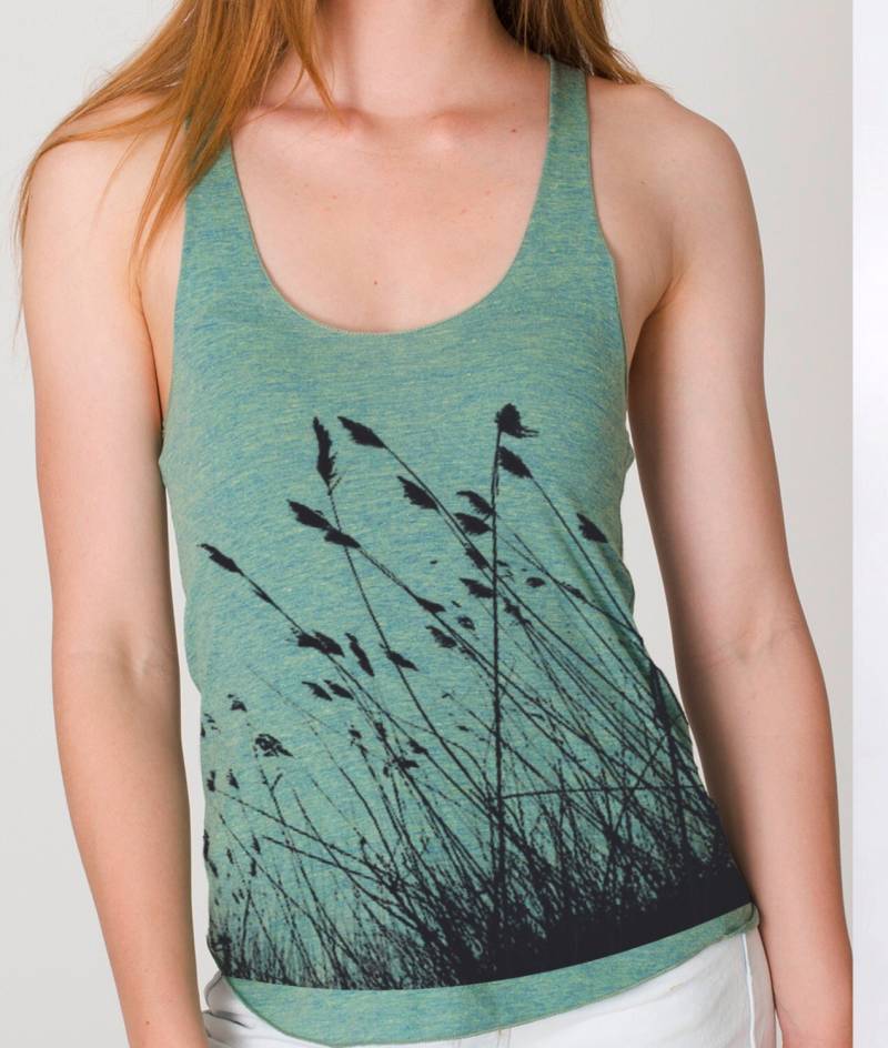 Grass Nature Print Racerback Tank Top - Damen Grafik Outdoor T-Shirt von missionthread