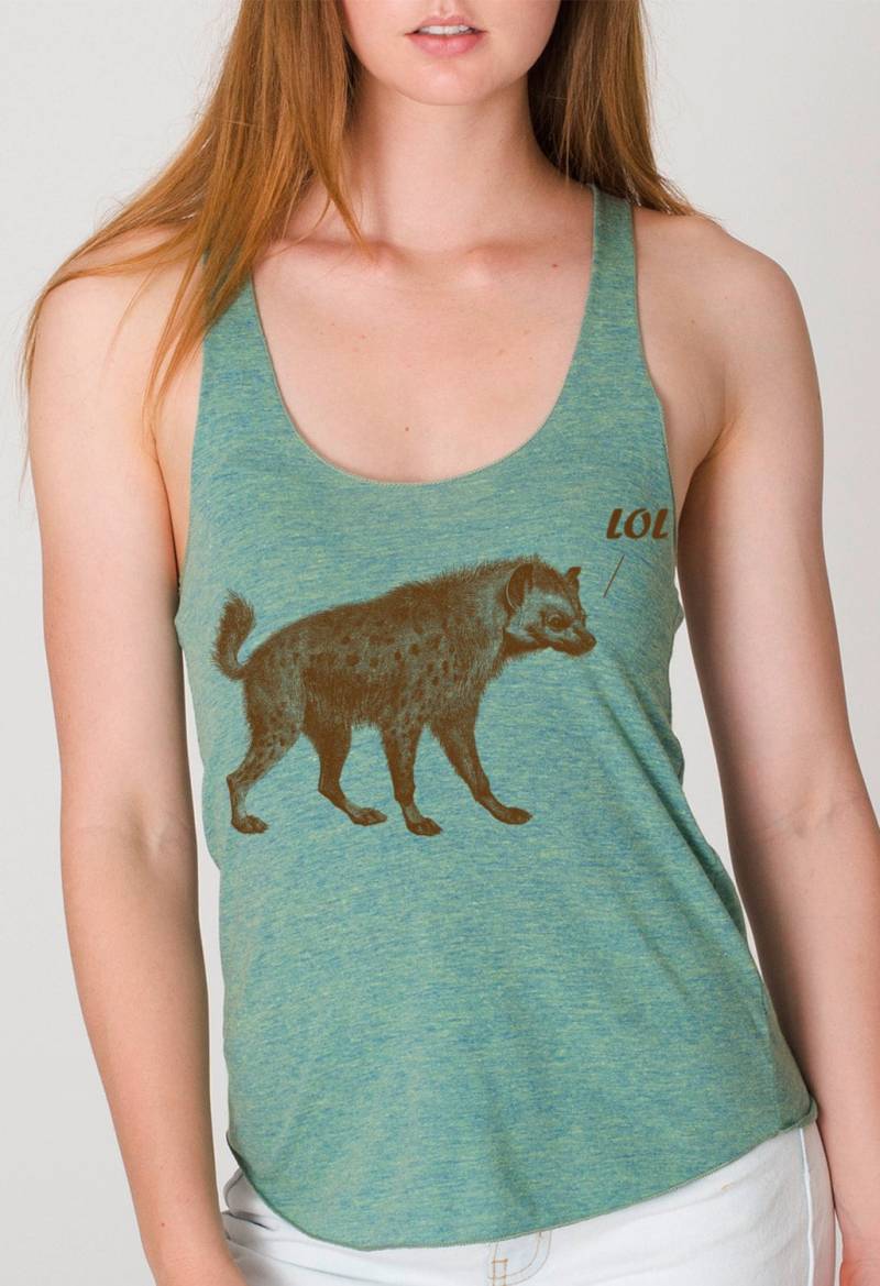 Damen Racerback Tank Top - Lol Hyäne American Apparel Lemon Erhältlich in Xs, S, M, L Weltweiter Versand von missionthread