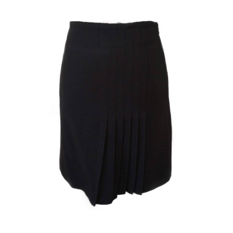 Jahrgang 1990 Moschino Couture Schwarz Akkordeon Falten A-Linie Stil-Bleistift-Rock Es Größe 40, Us-Größe 6 von missterkittyvintage