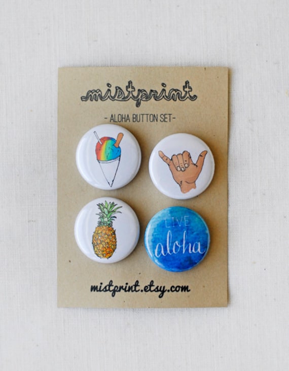 Aloha Pinback Knöpfe - Set Von 4 von mistprint
