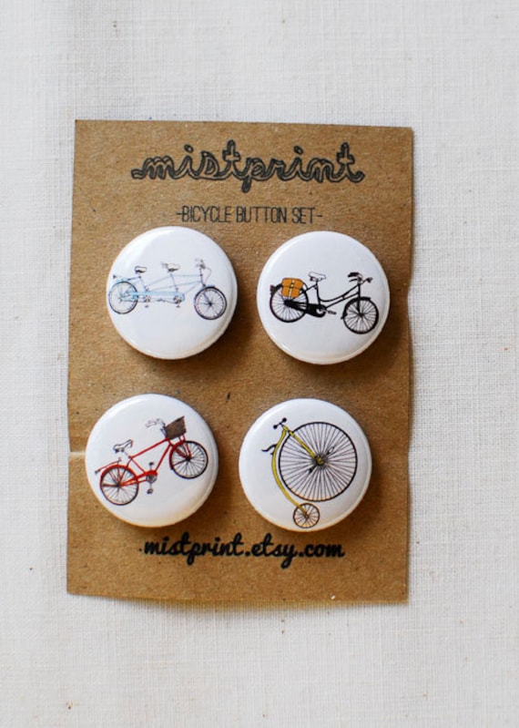 Fahrrad Pinback Buttons - Set 4Er von mistprint