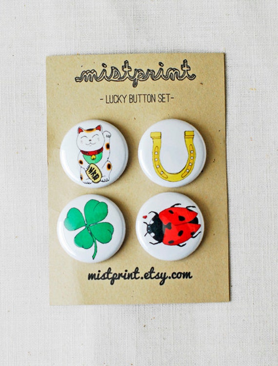 Glücklichen Pinback Buttons - Set 4Er von mistprint