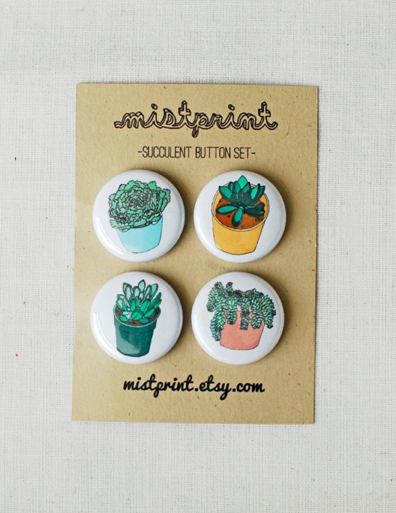 Sukkulente | Staffel 2 Pinback Buttons - Set 4Er von mistprint