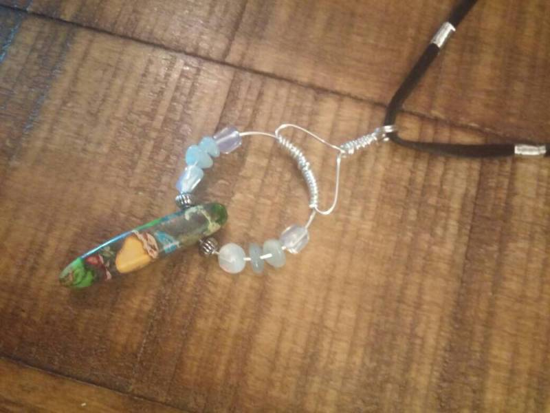 Imperiale Jaspis, Opal Blau Und Aquamarin Silber Ring-Anhänger von mistyrainbowdesign