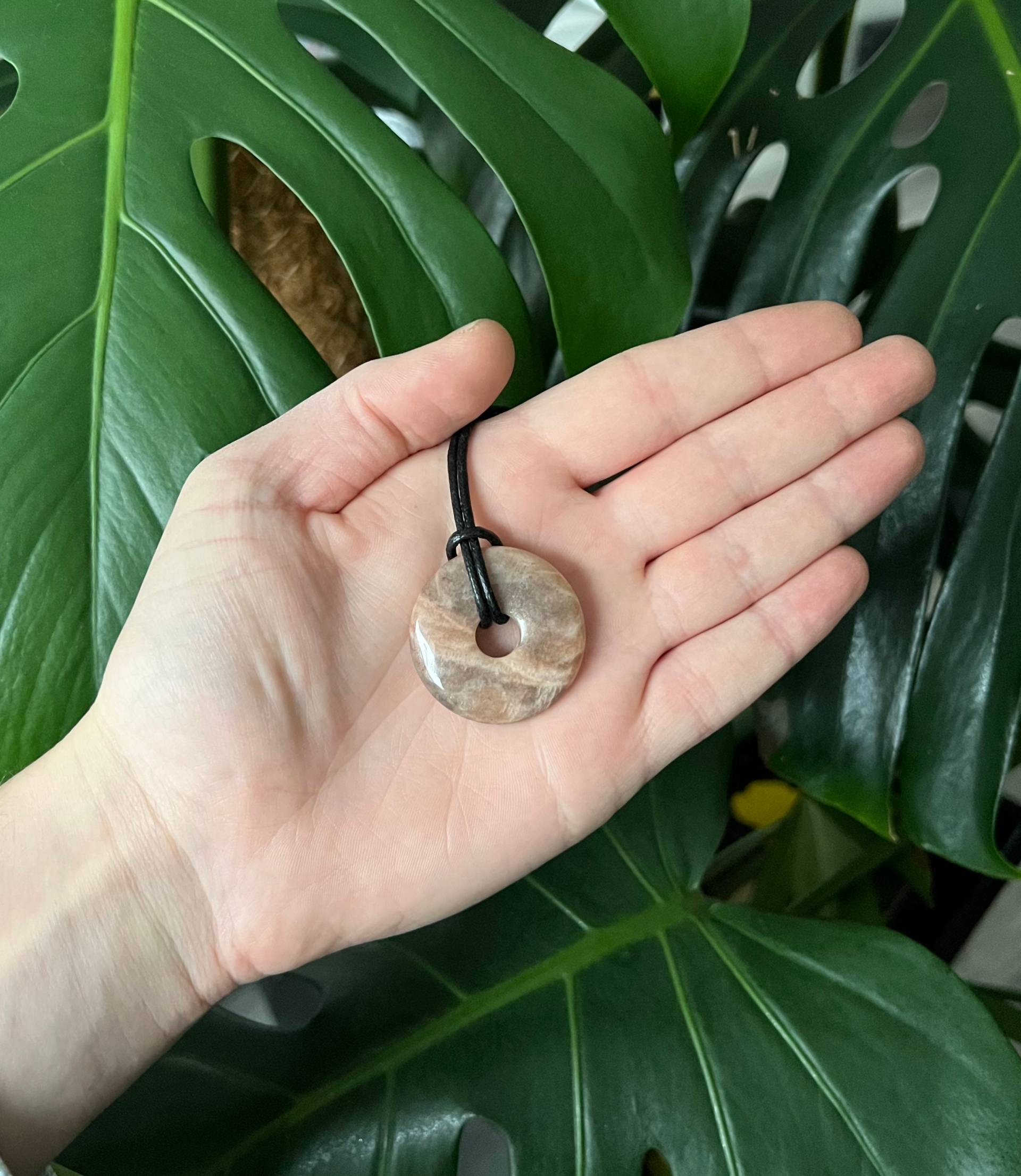 Mondstein Donut 35 Mm/Halskette Mit Anhänger Halbedelstein Kette Schmuckstein von mitNino