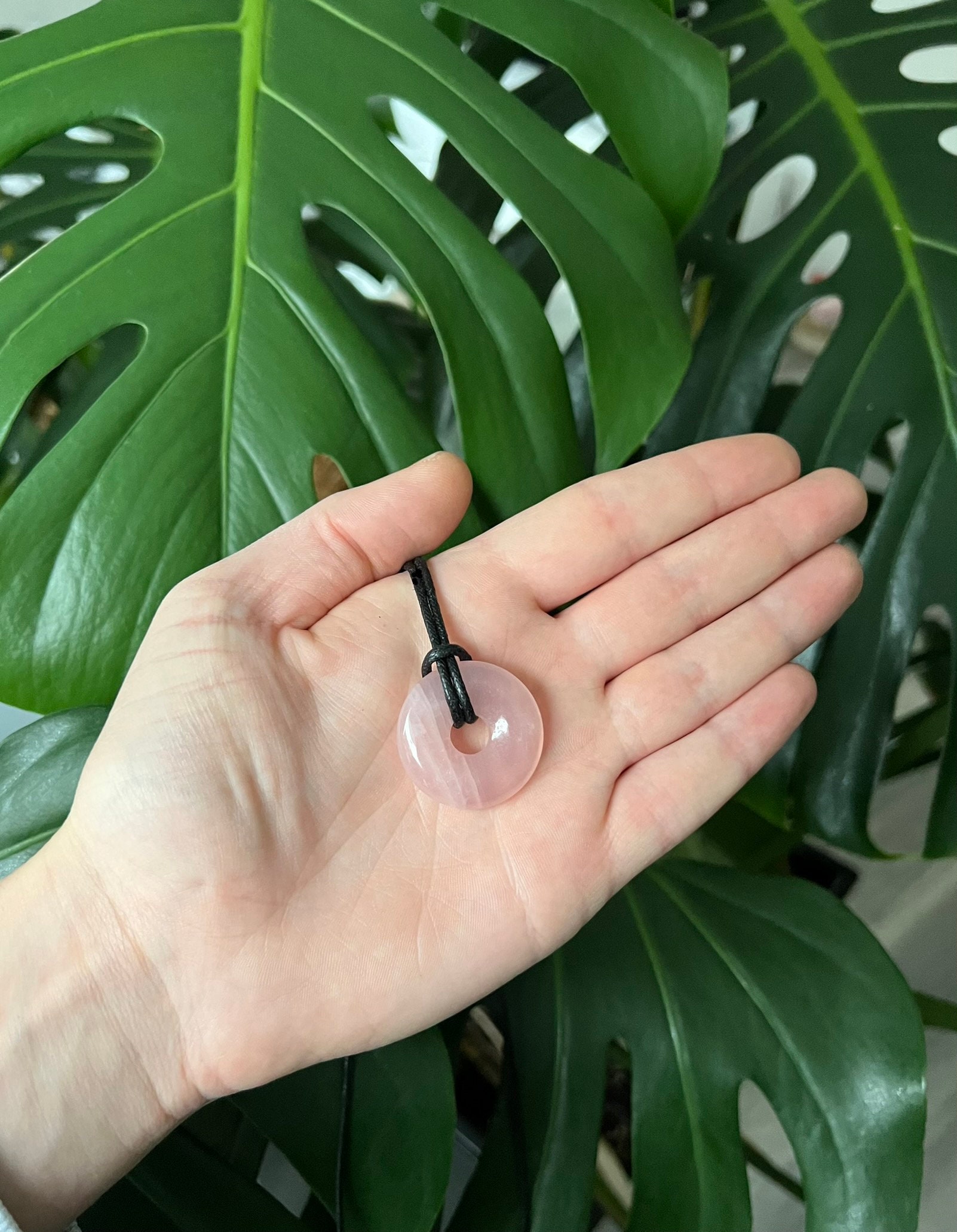 Rosenquarz Donut 30 Mm/Halskette Mit Anhänger Halbedelstein Kette Schnuckstein von mitNino