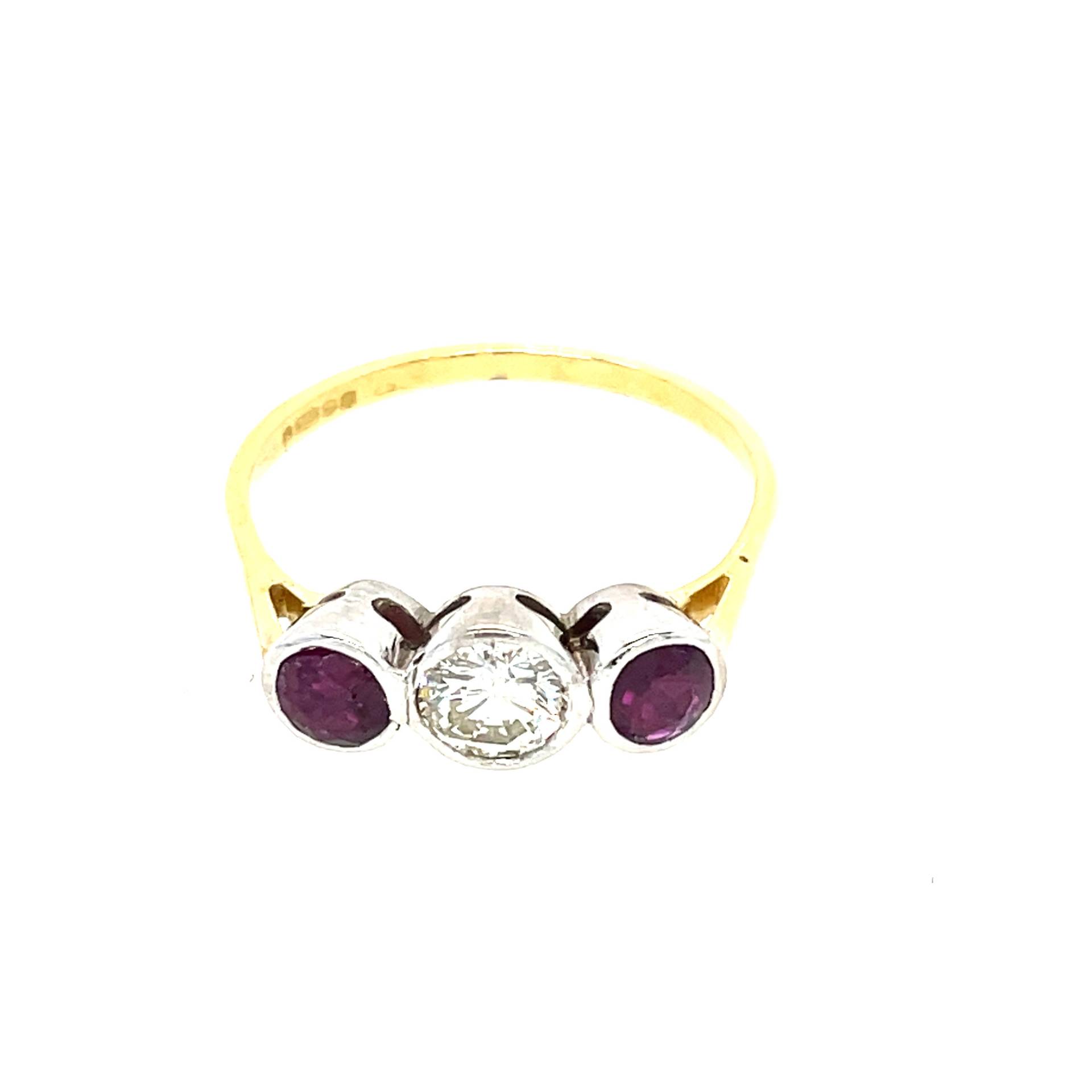 Natürliche Rubin Und Diamant Trilogy Ring von mitaineshop